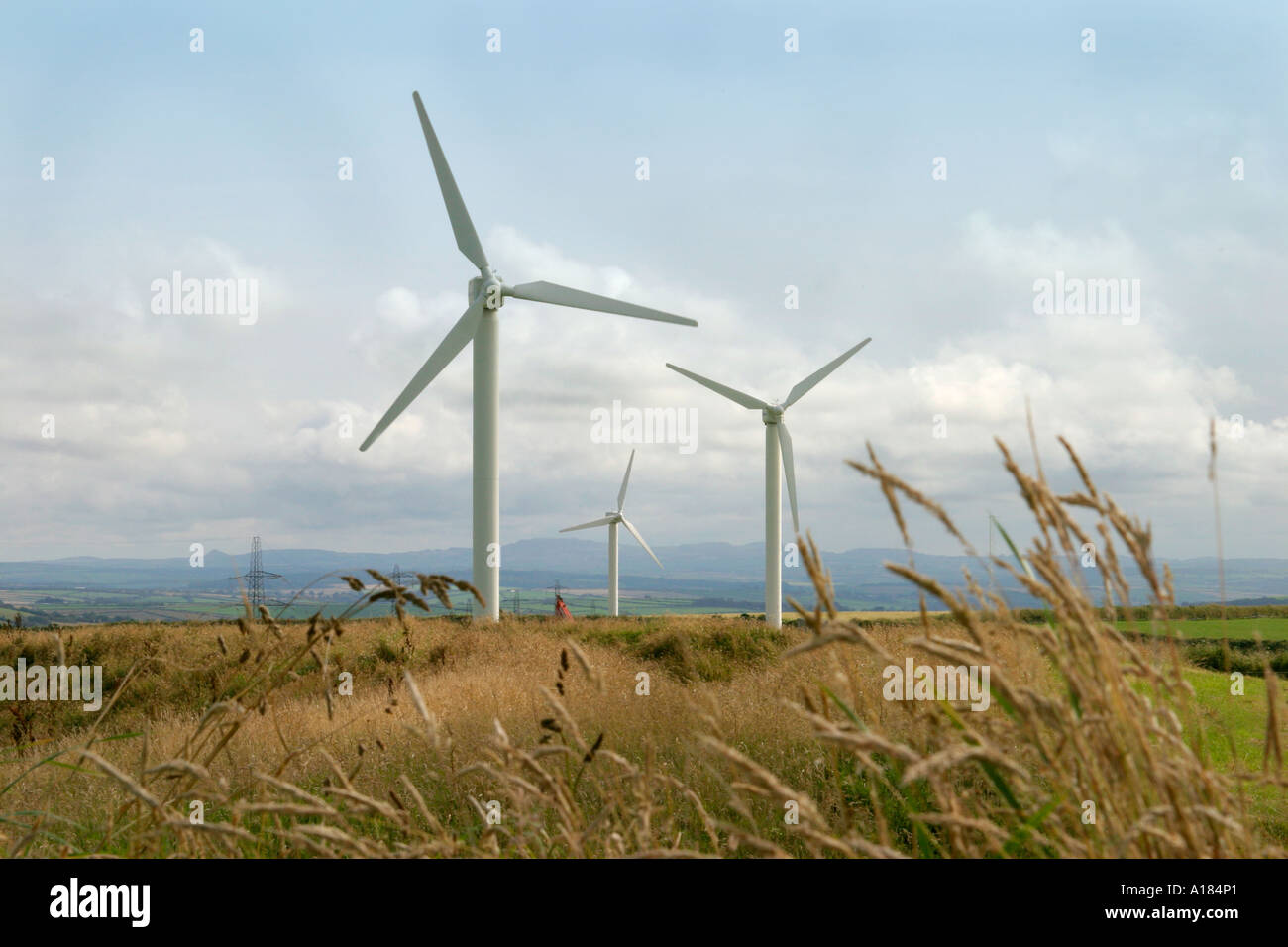 Windturbinen, Delabole, Cornwall, Südwestengland Stockfoto