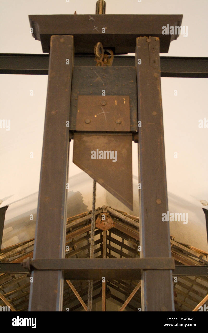 Guillotine innen Hoa Lo Gefängnis, Hanoi, Vietnam Stockfoto