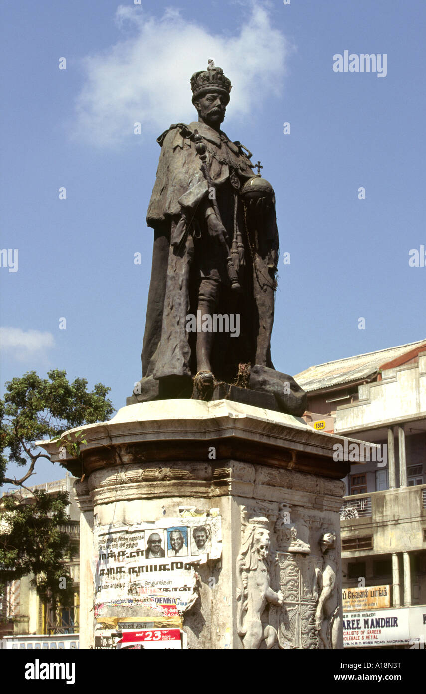 Indien-Tamil Nadu Chennai Madras Kolonialzeit Statue von George V letzten König Kaiser Stockfoto