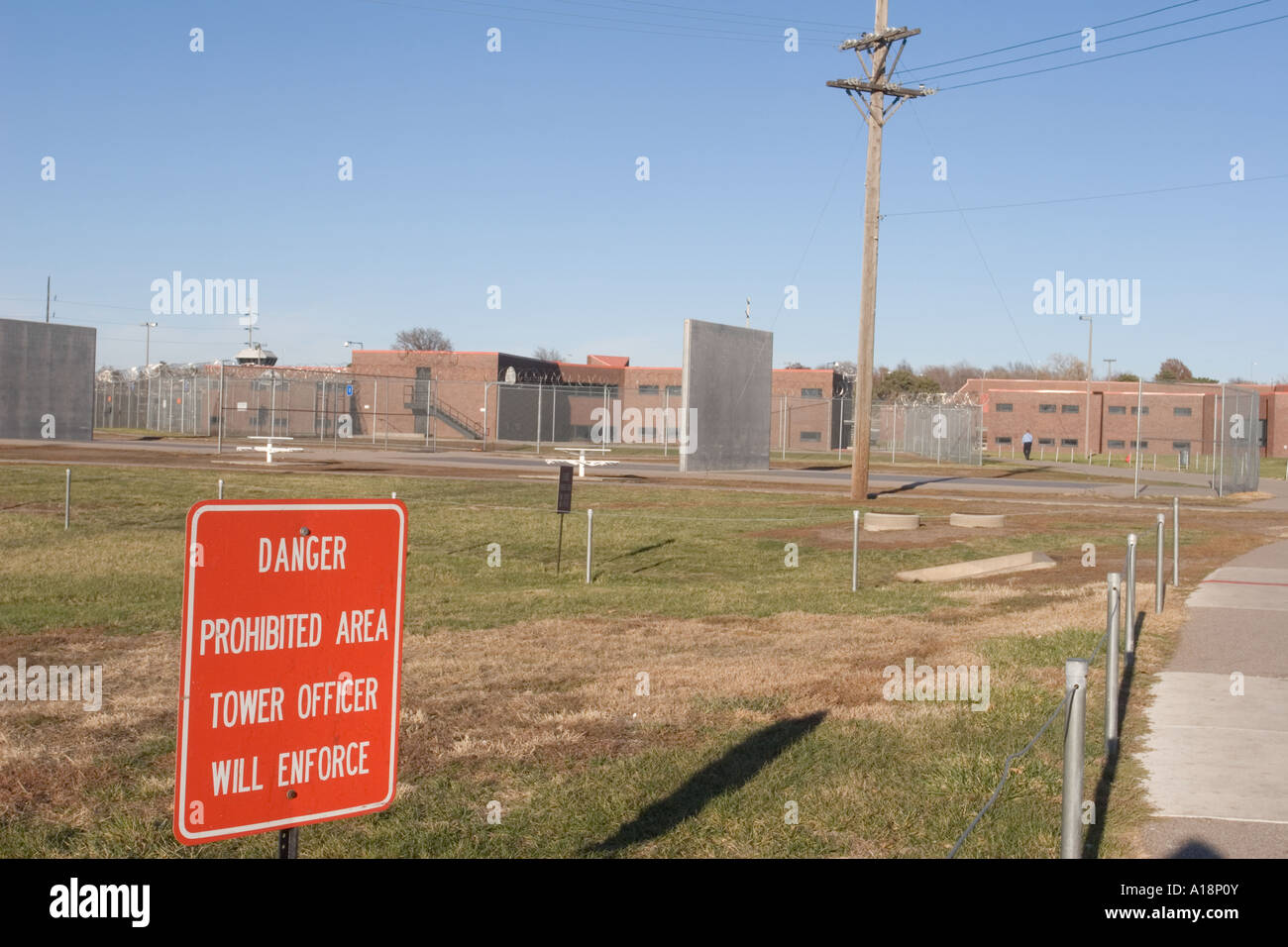 Schild am Hof Vermietung Gefängnisinsassen wissen, wo sie kann und kann nicht gehen, Nebraska State Penitentiary Lincoln Nebraska USA Stockfoto