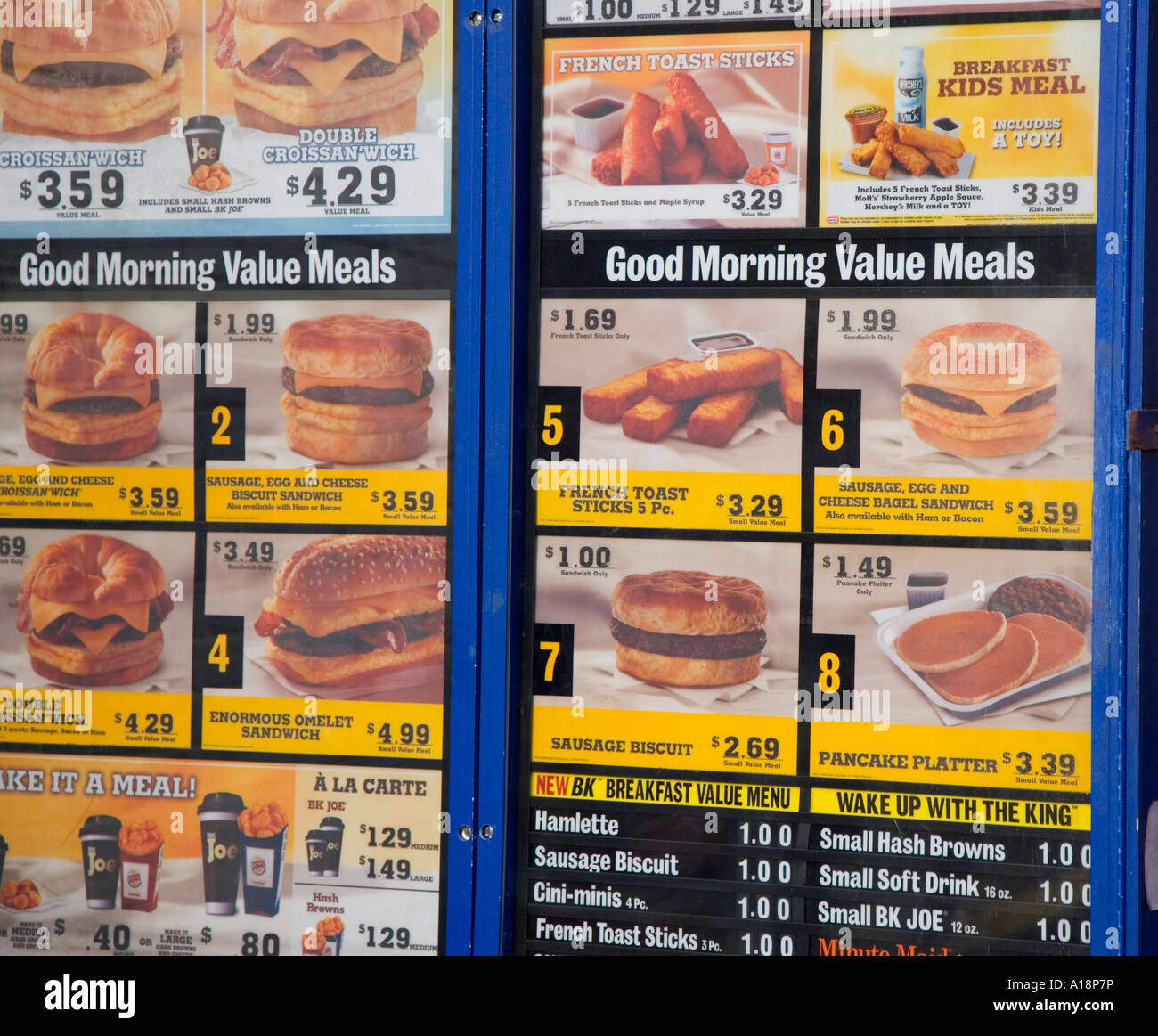 Menu Bei Einem Burger King Durchfahren Stockfotografie Alamy