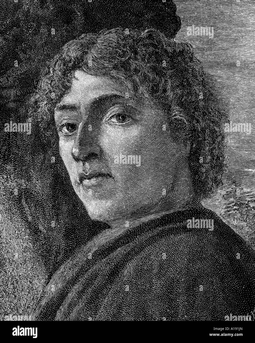 Selbstporträt von Alessandro Botticelli Gravur Stockfoto