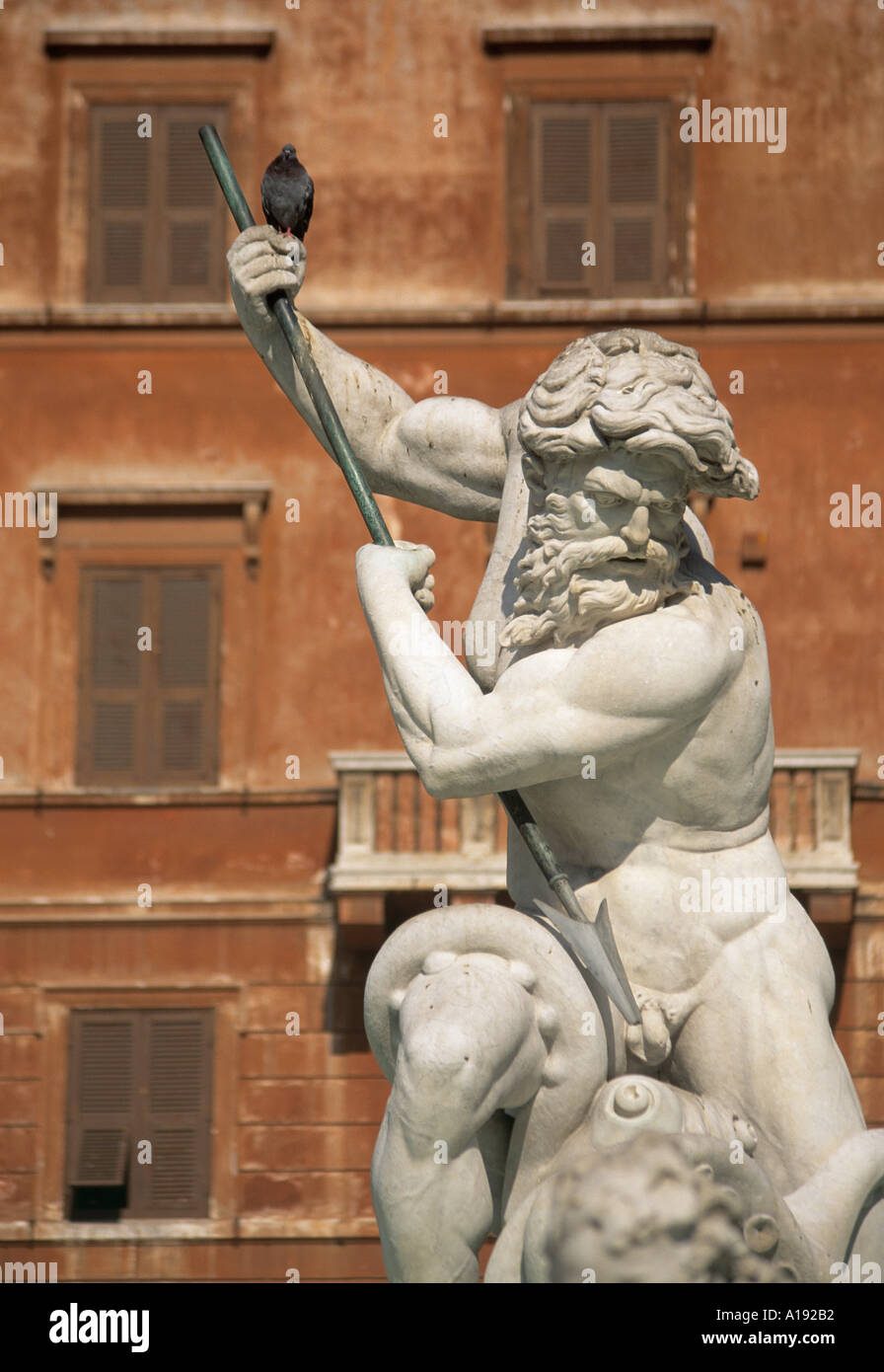 Detail des Neptun Neptun Brunnen Fontana del Nettuno Piazza Navona-Rom Italien Stockfoto