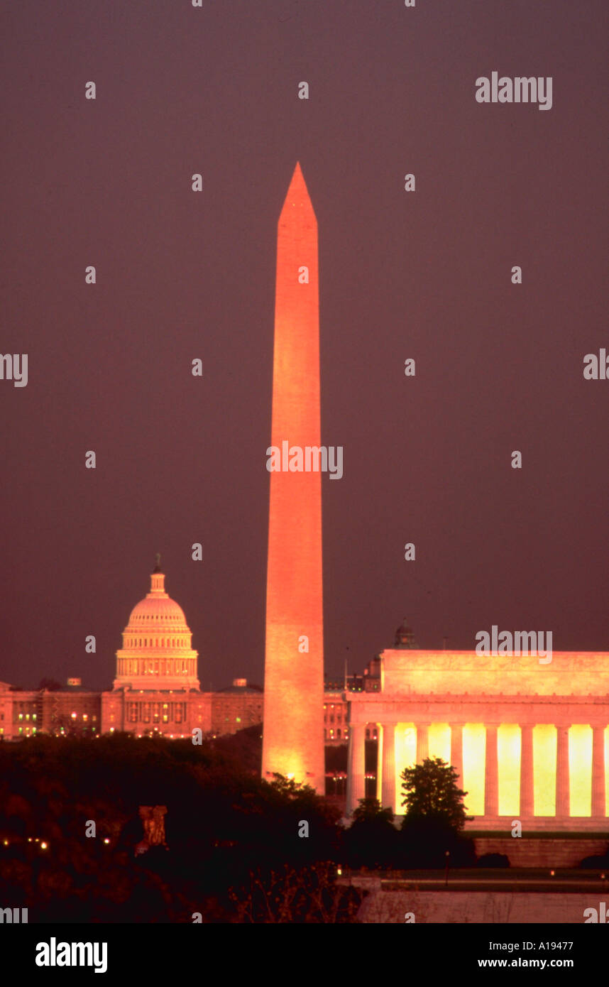 Denkmäler cluster Washington D C Stockfoto