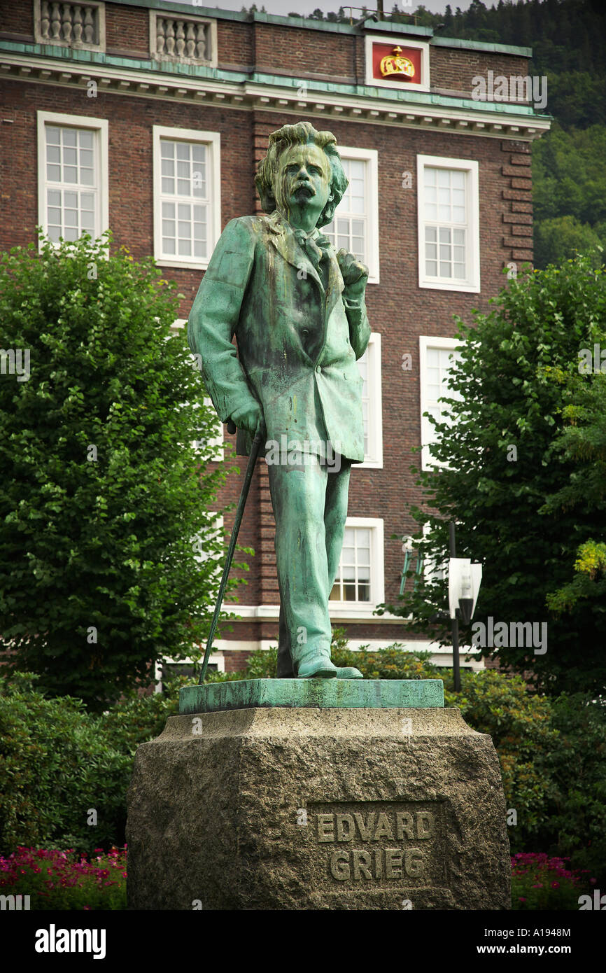 Edvard Grieg Statue Bergen Zentrum Norwegen Stockfoto