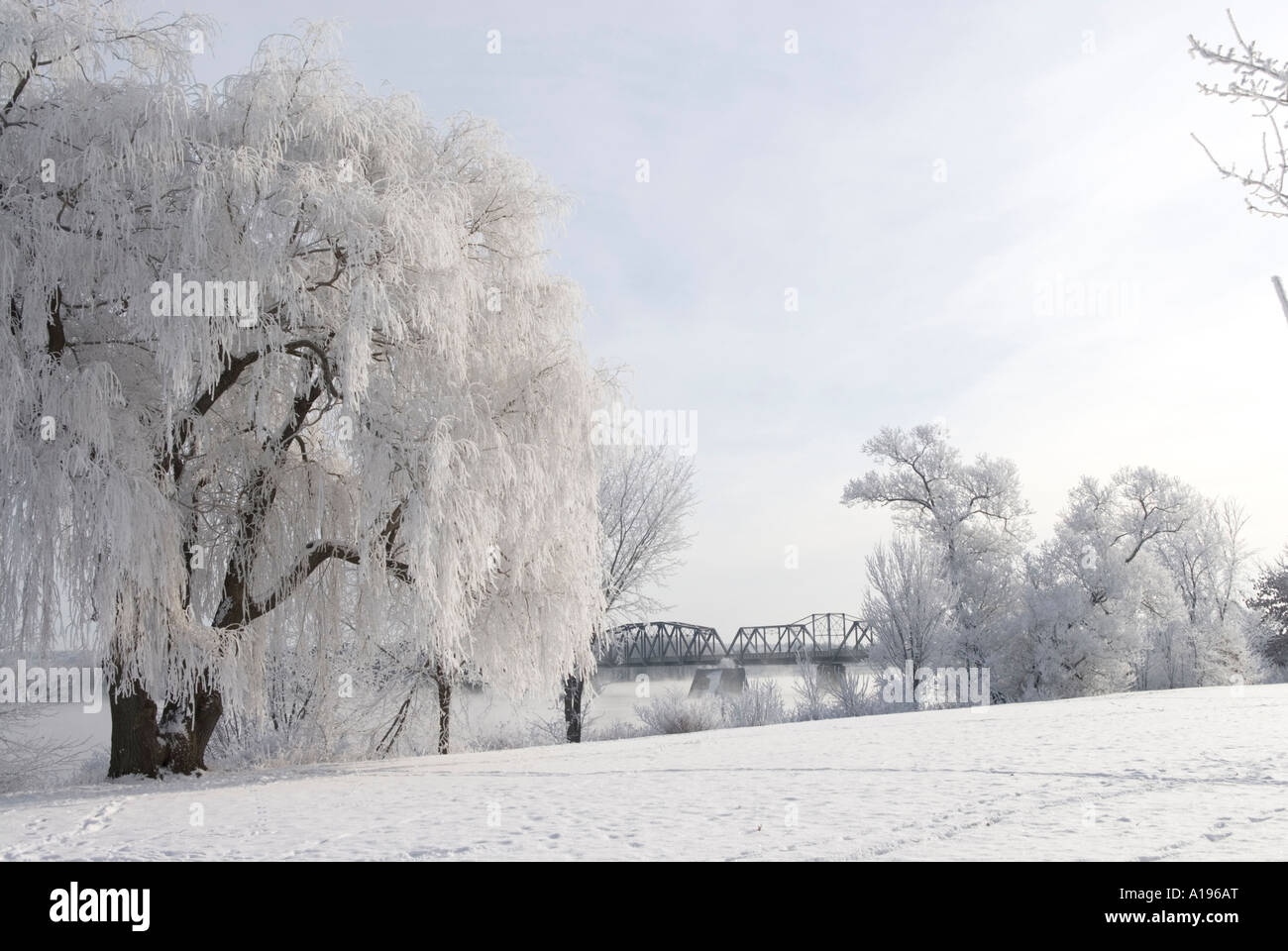 Stock Bild von The Green mit einer Prise Schnee und Frost nach und Eissturm in Fredericton neue Brusnwick Stockfoto