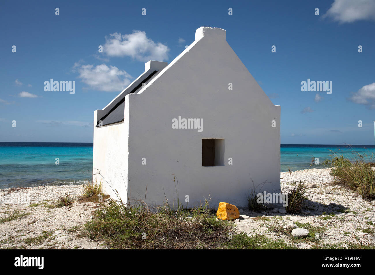 weißen Sklaven Hütten karibischen Antillen Bonaire Stockfoto