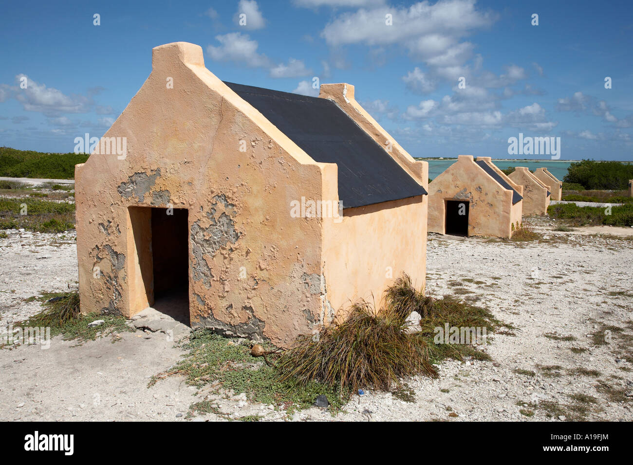 roten Slave Hütten karibischen Antillen Bonaire Stockfoto