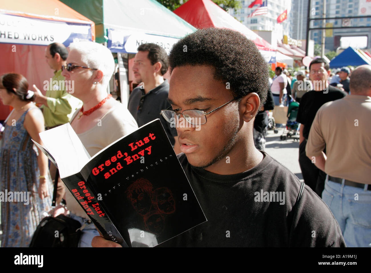 Miami Florida, Miami Dade College, Schule, Campus, Buchmesse International, Verkäufer, Verkäufer Verkäufer, Stände Stand Händler Händler Markt Markt Stockfoto