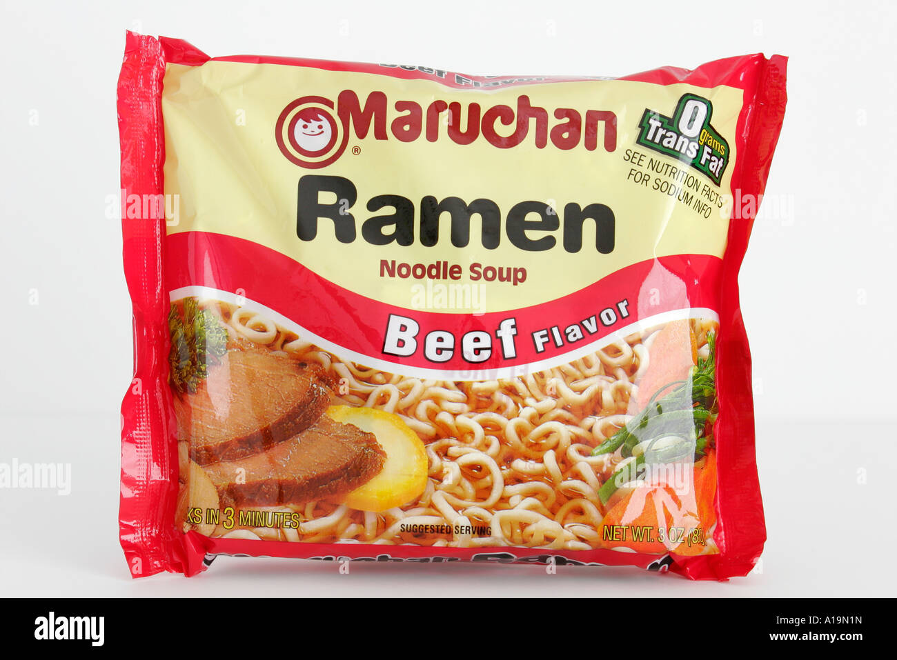 Miami Beach Florida, Produktcontainer, Anzeige, Werbung, Werbung, Förderung, Bequemlichkeit, Einzelhandel, Design, Informationen, weißer Hintergrund, Tasche, Taschen, Ramen Noodle Soup, b Stockfoto