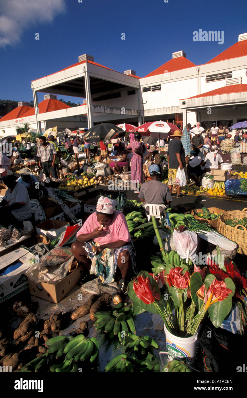 Karibik-St. Lucia-Castries Samstag Gemüsemarkt Stockfoto