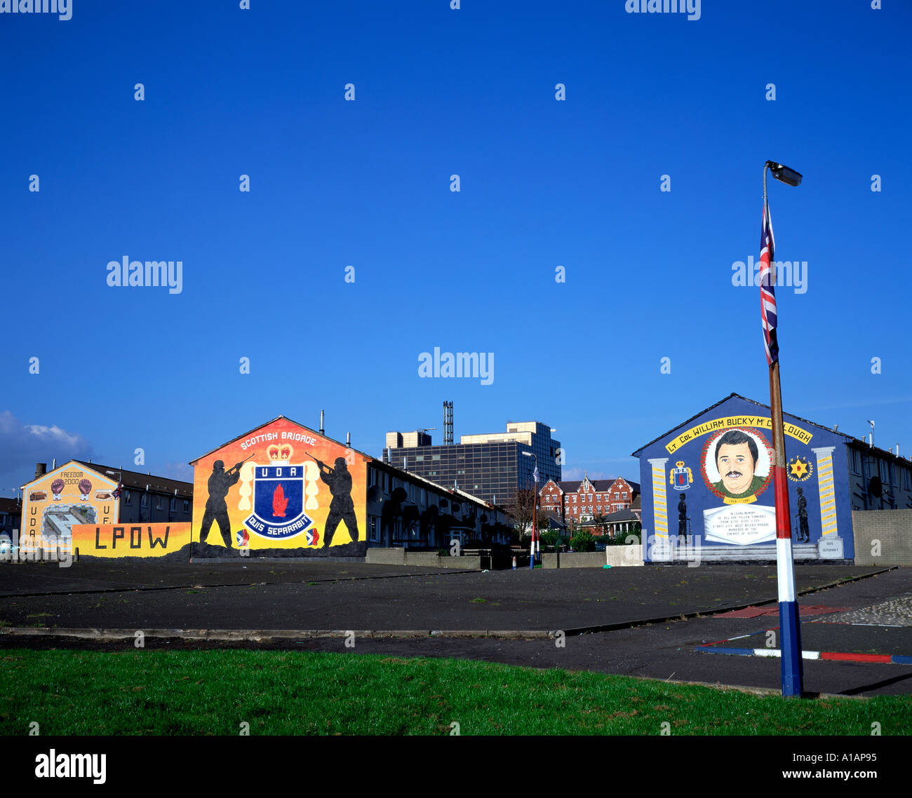 Loyalist Wandbild West Belfast Shankhill Stockfoto
