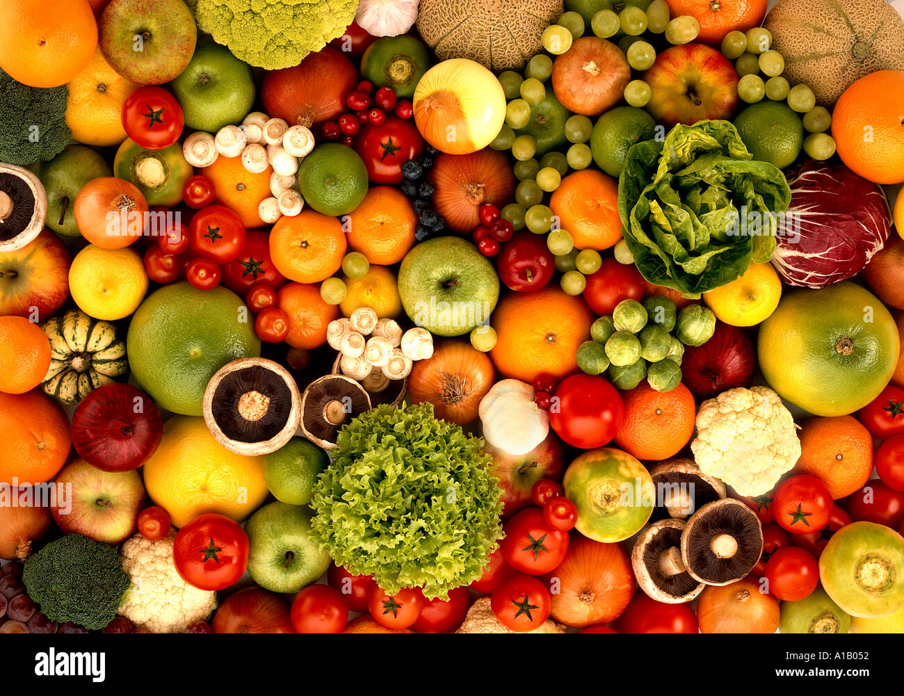 Obst-Gemüse-overhead Stockfoto