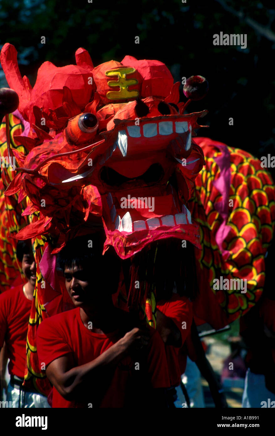 Chinesischer Drache Tänzer für Nationalfeiertag 9. August Singapur Asien ein Evrard Stockfoto