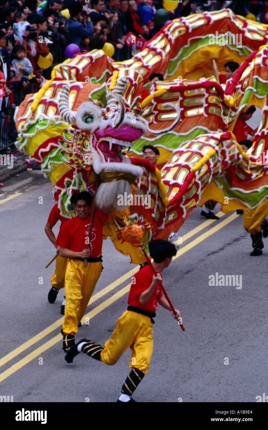 Dragon Dance Chinese New Year Karneval Hong Kong China A Evrard Stockfoto