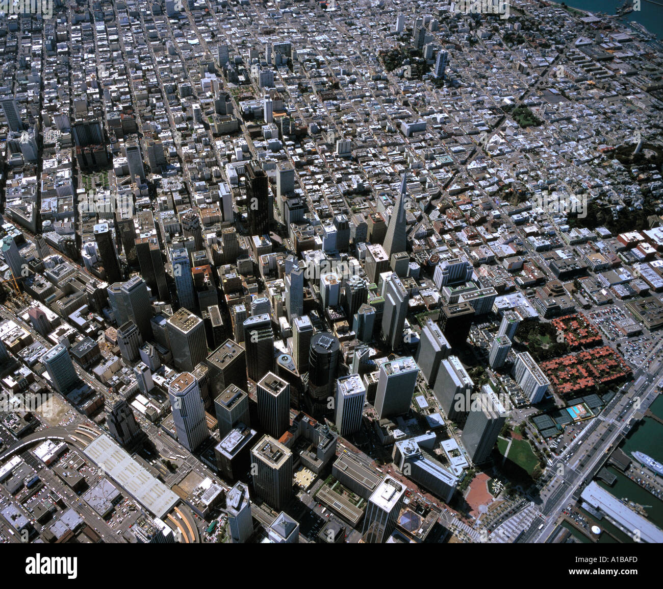 hohe Luft Überblick über San Francisco financial district Stockfoto