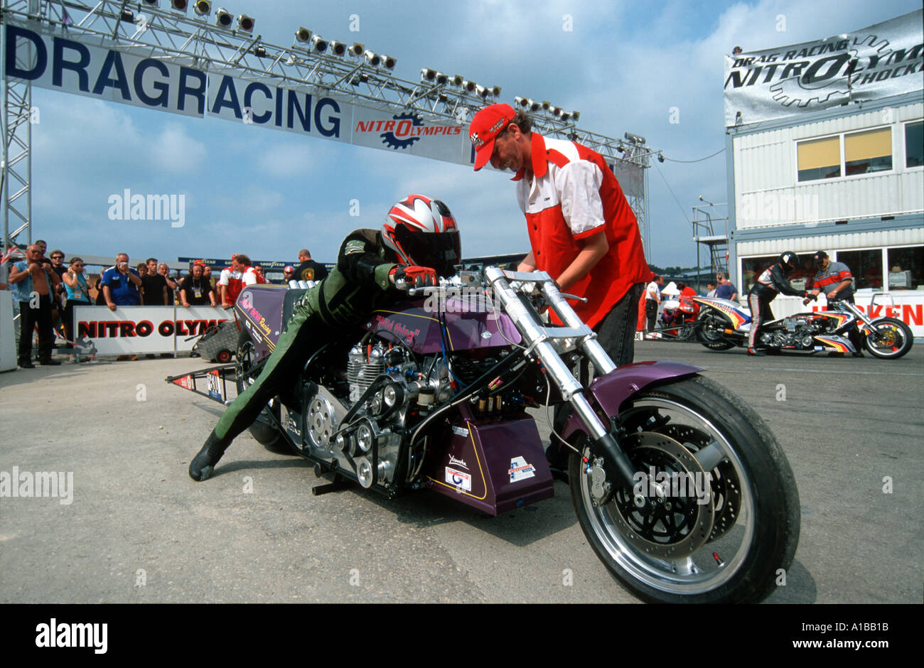 Motorrad Dragster-Rennen Stockfotografie - Alamy