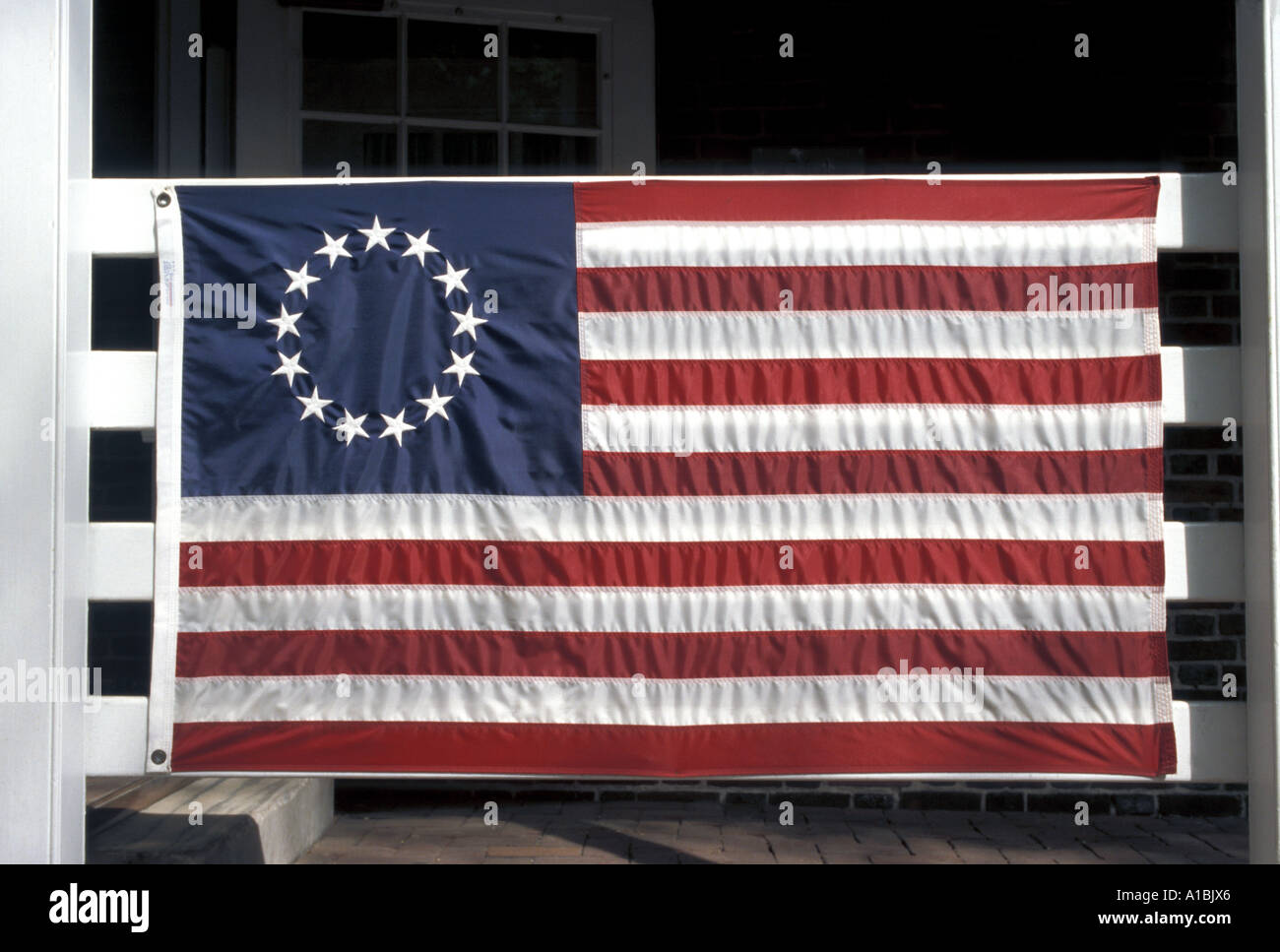 Erste amerikanische Flagge Flaggen Stockfoto