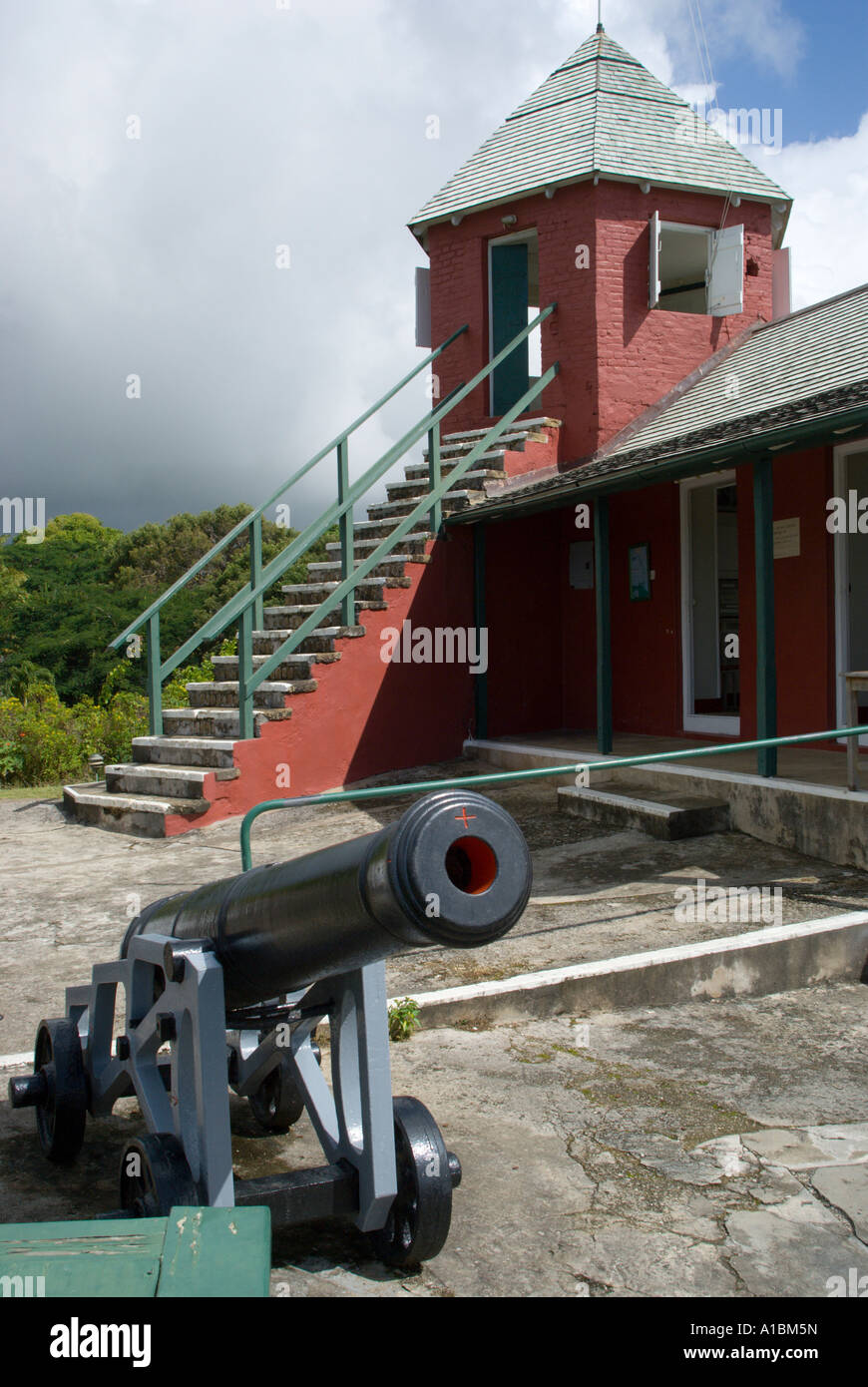 Barbados Gun Hill Signal Station St George British Empire Armee und Polizei-Station Wth 1797 George IIIrd Kanone Stockfoto