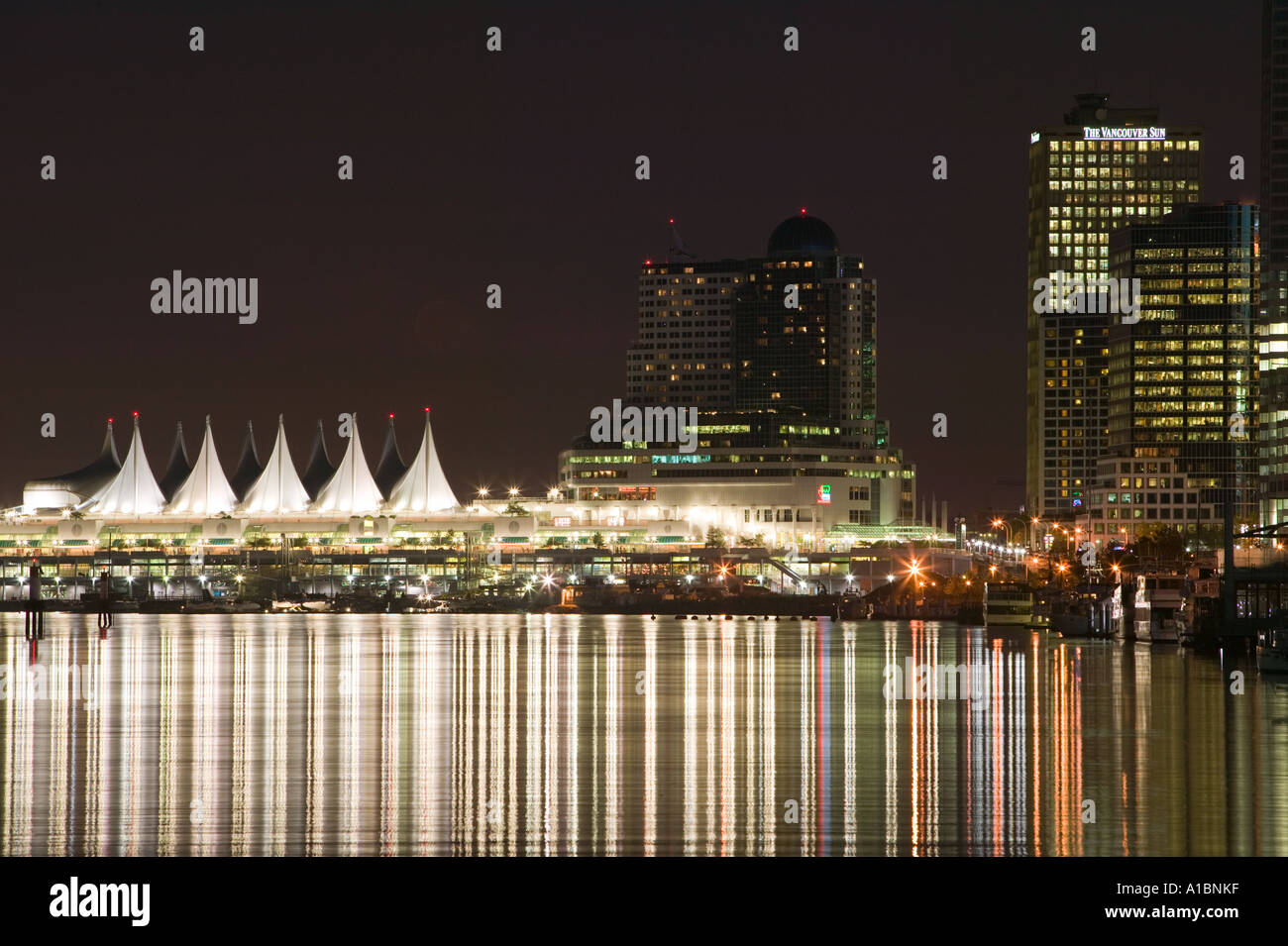 Vanouver vom Stanley Park Canada Place und Pan Pacific Hotel Vancouver British Columbia Kanada Stockfoto