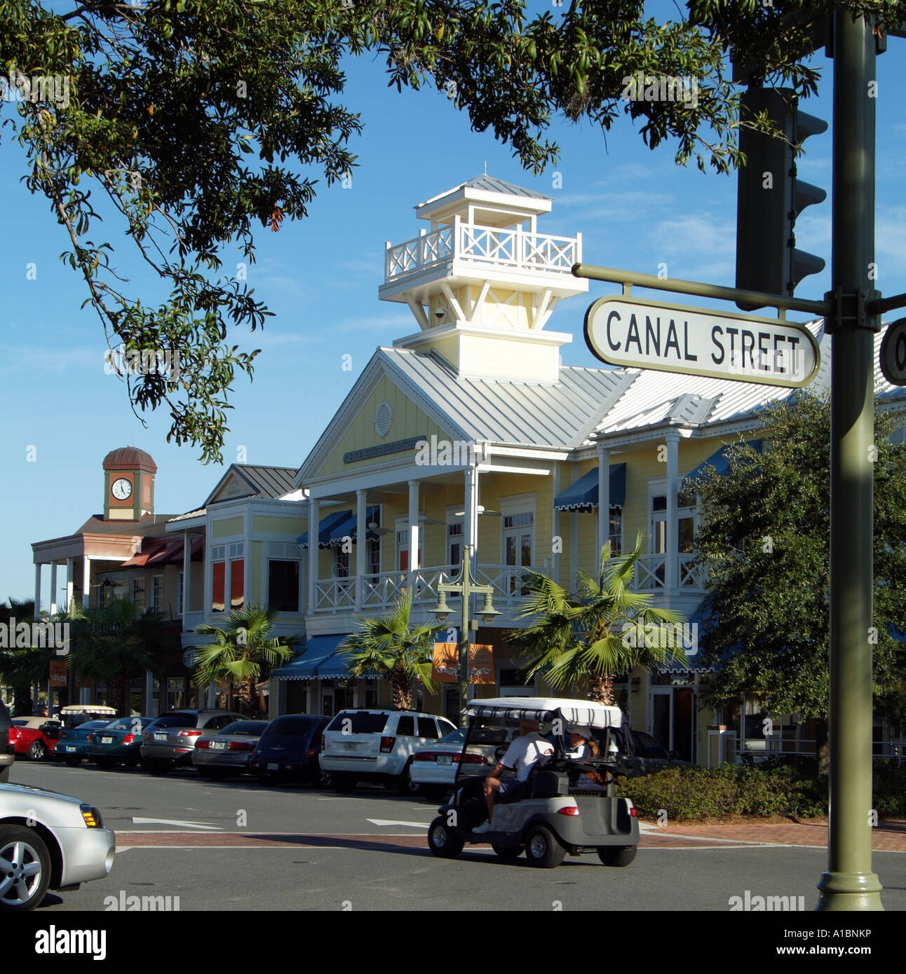 Sumter Landing ein exculsive Seniorenwohnanlage. Die Dörfer Lady Lake Mitte Florida USA. Stockfoto