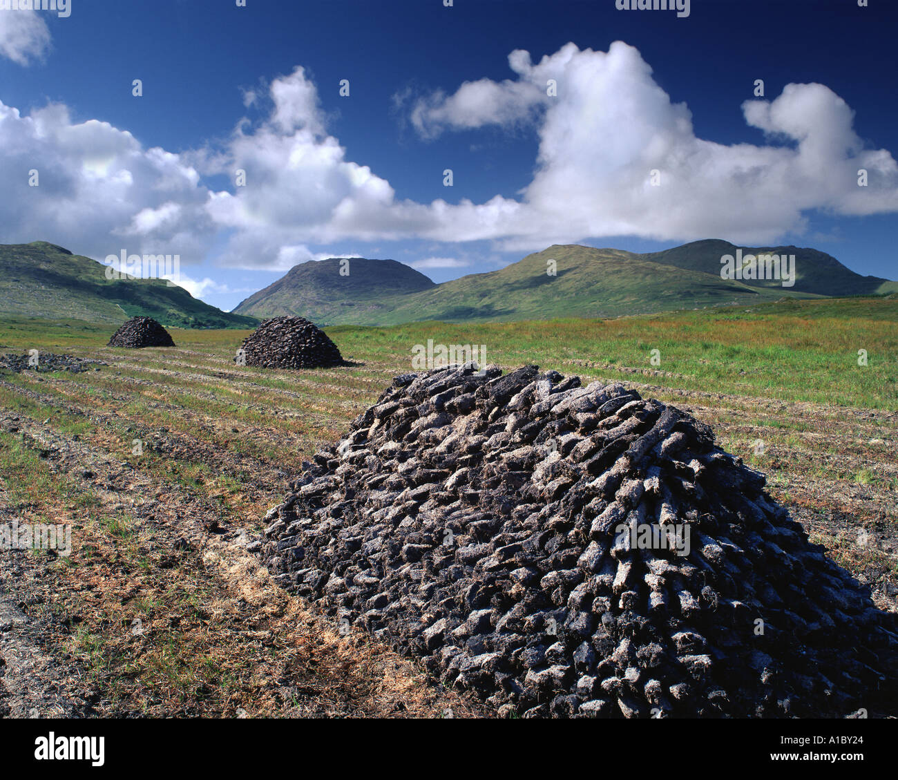 IE - CO. GALWAY: Schneiden den Torf in Inagh Valley von Connemara Stockfoto