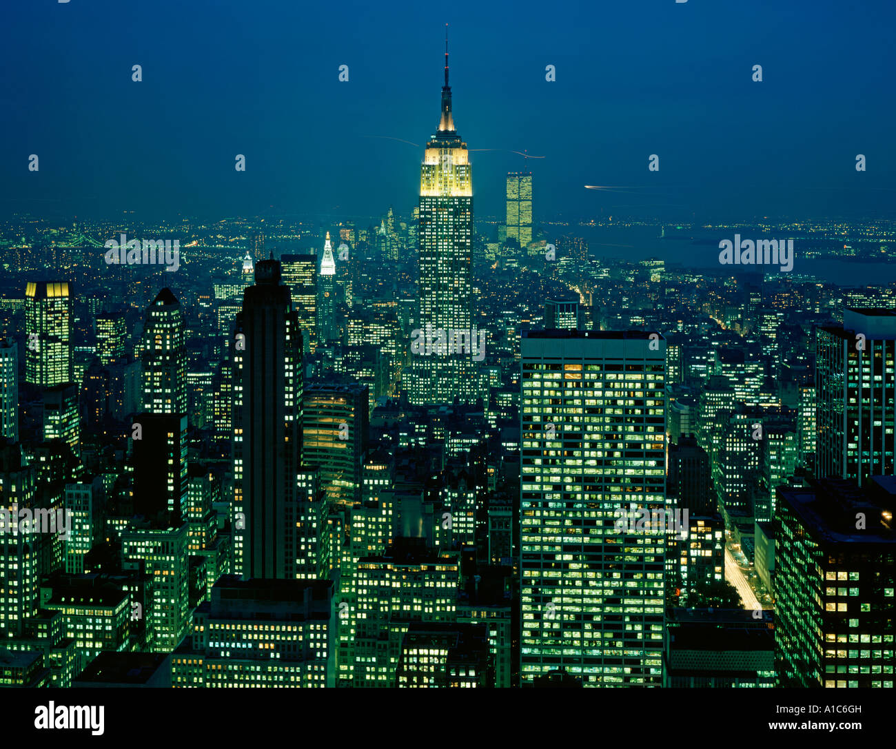 New York City Nacht Manhattan Stockfoto