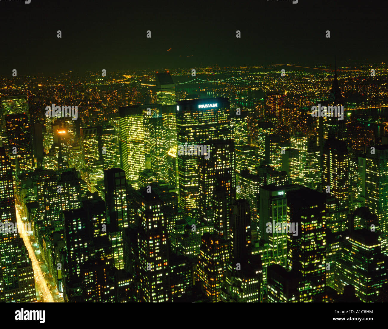 New York City Nacht Manhattan Stockfoto