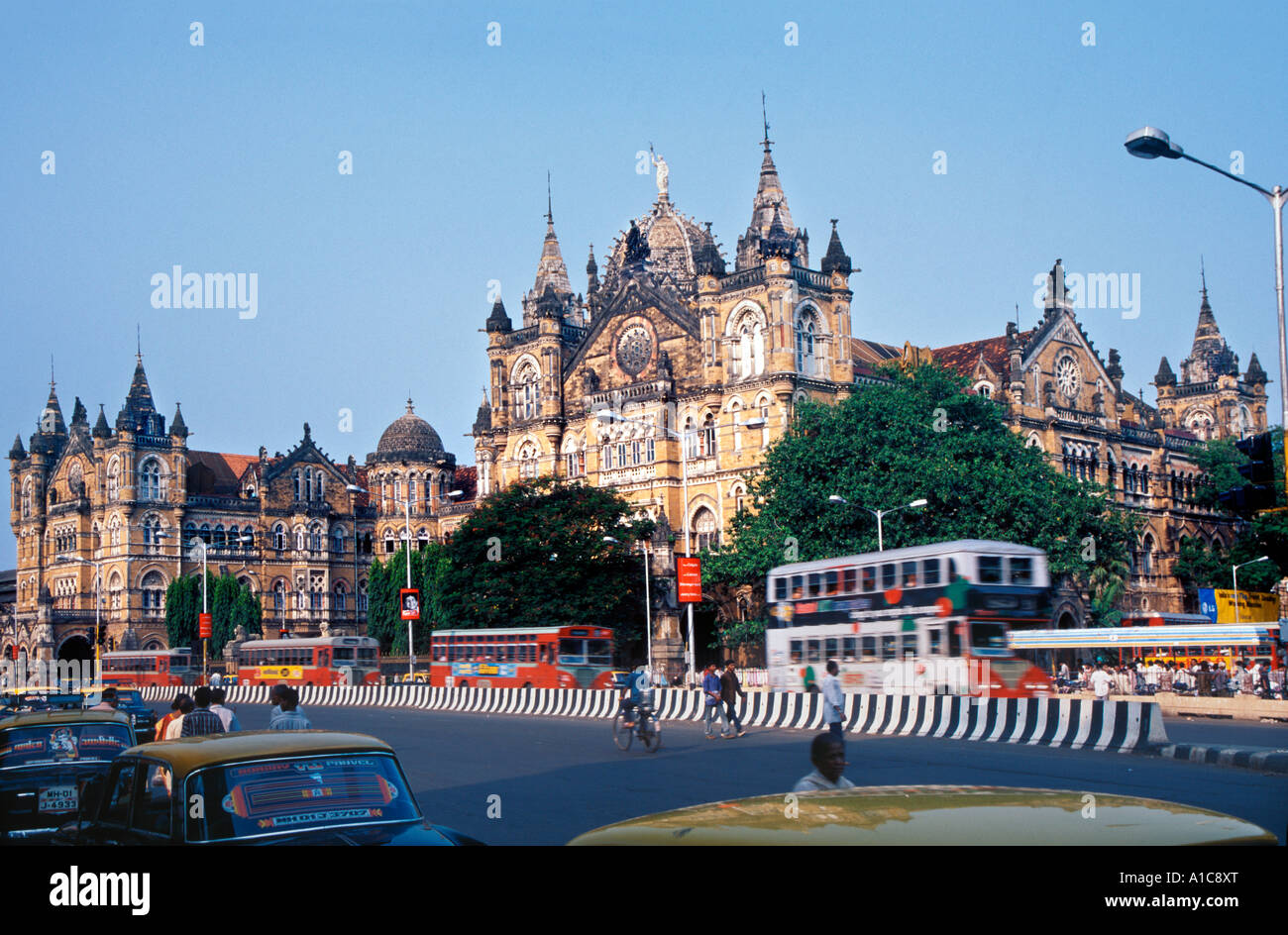 Chatrapati Shivaji Terminus (ehemals Victoria Terminus) World Heritage Site und Symbol von Mumbai einmal Indiens "gotische Stadt". Stockfoto