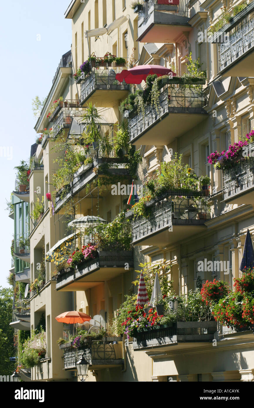 Balkone, Deutschland, Kreuzbergpass, Berlin Stockfoto