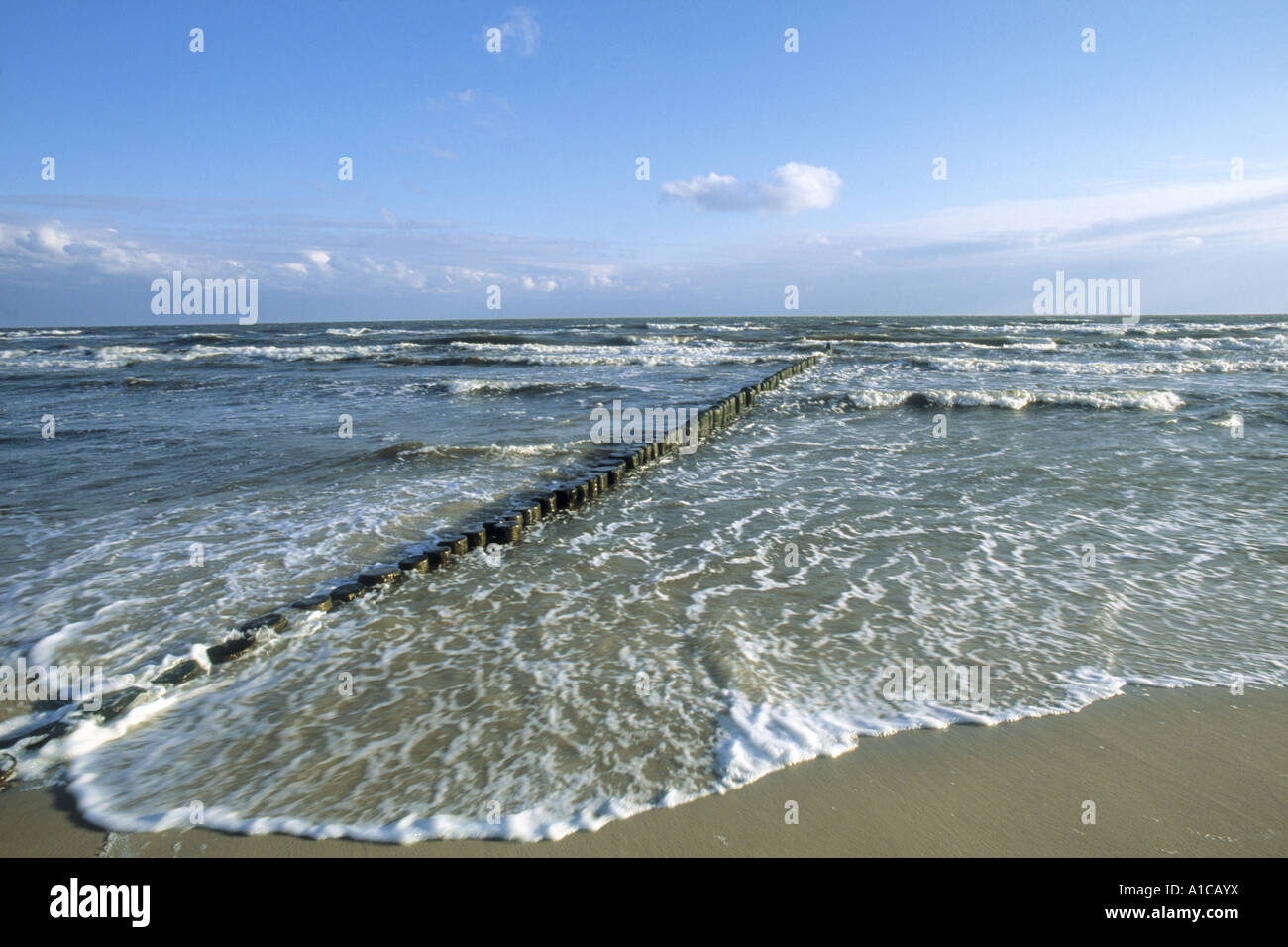 Küstenschutz am Strand, Deutschland, Mecklenburg-Vorpommern, Usedom Stockfoto