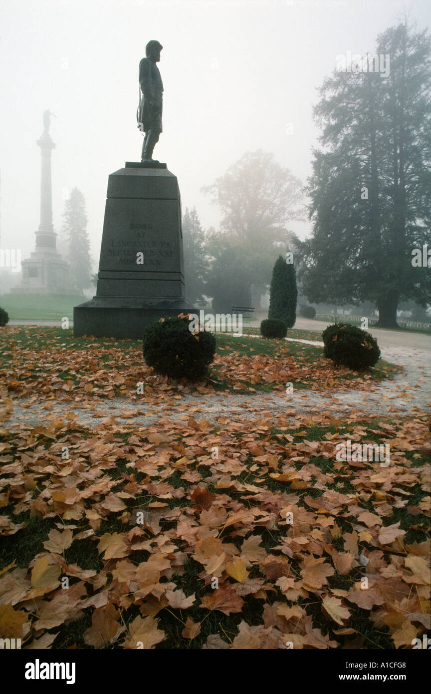 Ein Denkmal für Generalmajor John F. Reynolds steht auf dem Nationalfriedhof in Gettysburg National Military Park in Gettysburg. Stockfoto