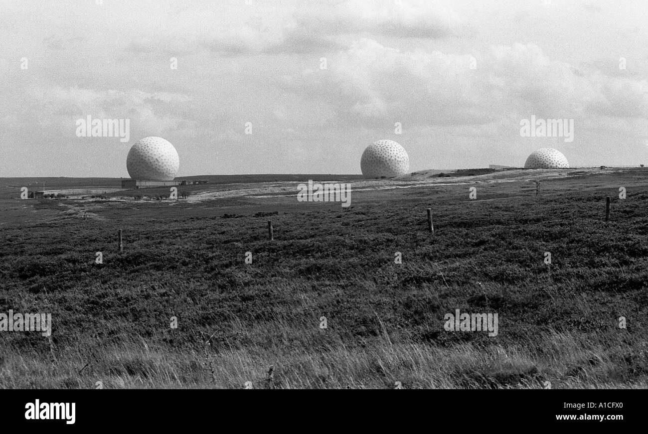 Fylingdales Frühwarnsystem für nukleare Angriffe. 1970,s. North Yorkshire Moors. Stockfoto