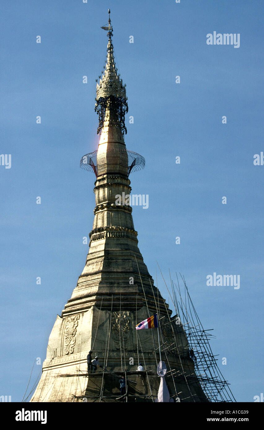 Myanmar Burma Yangon Rangun Pinnacle und Hti der Sule-Pagode Stockfoto