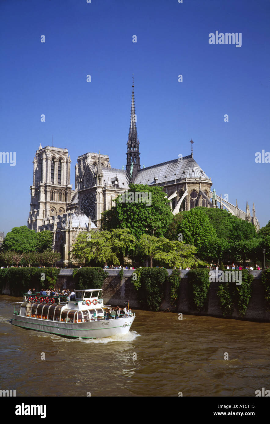 Europa Frankreich Paris Fluss Seine und Notre Dame Stockfoto