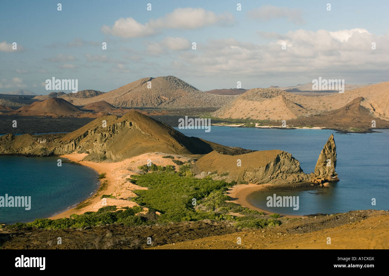 Strand und Pinnacle, Bartolome Insel, GALAPAGOS-Inseln, ECUADOR Stockfoto