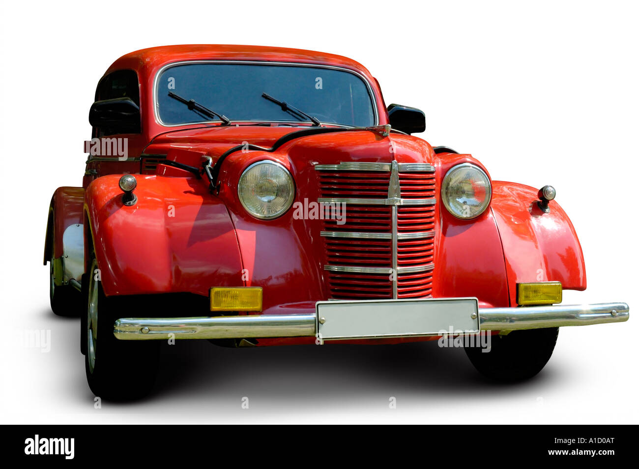 Russischer Moskwitsch rot Retro-Auto Stockfoto