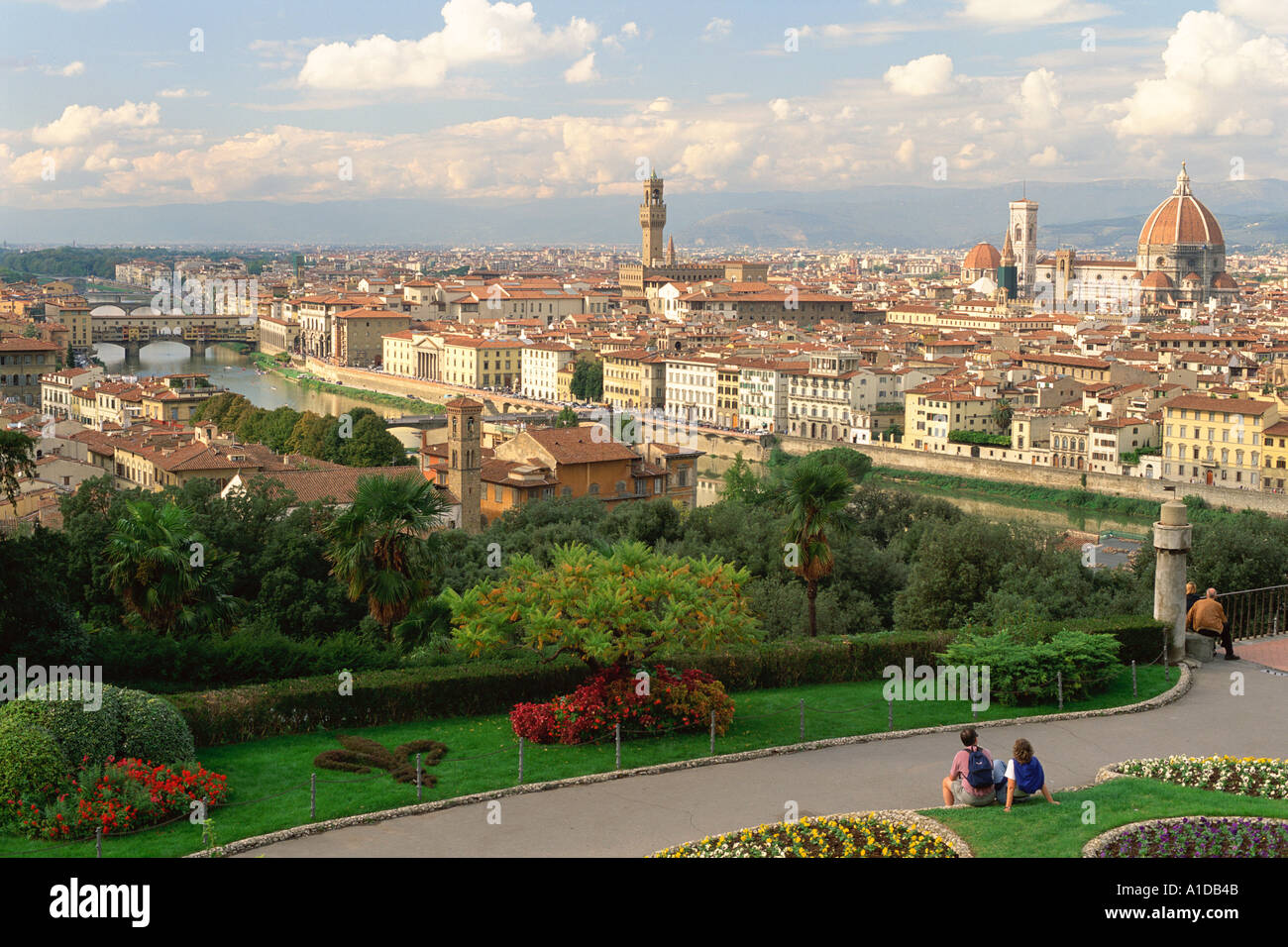Italien-Florenz-Blick auf Skyline von Piazzale Michelangelo Stockfoto