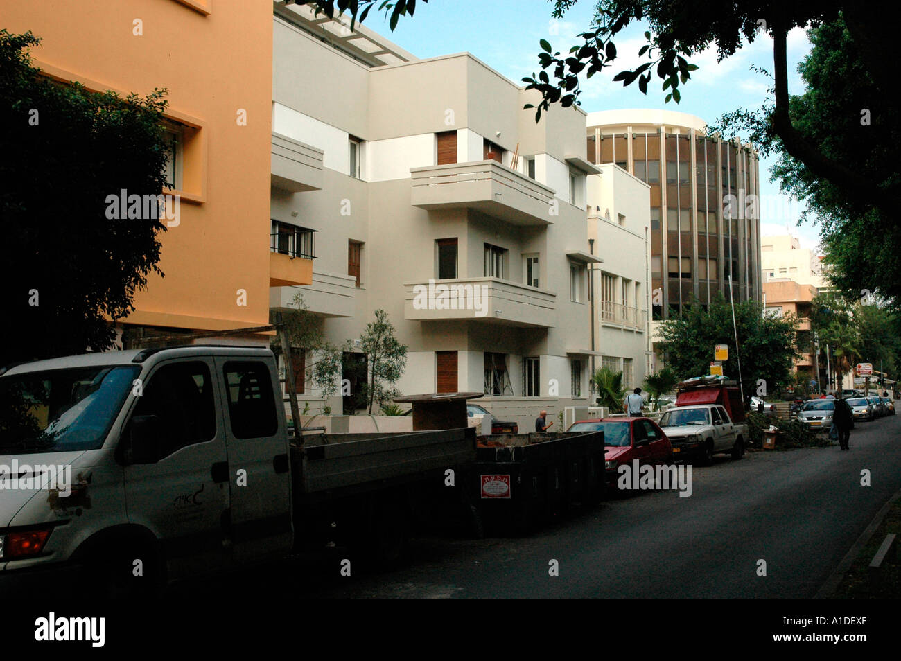 Alten Bauhaus-Stil Gebäude im Rothschild Boulevard Tel Aviv Israel Stockfoto
