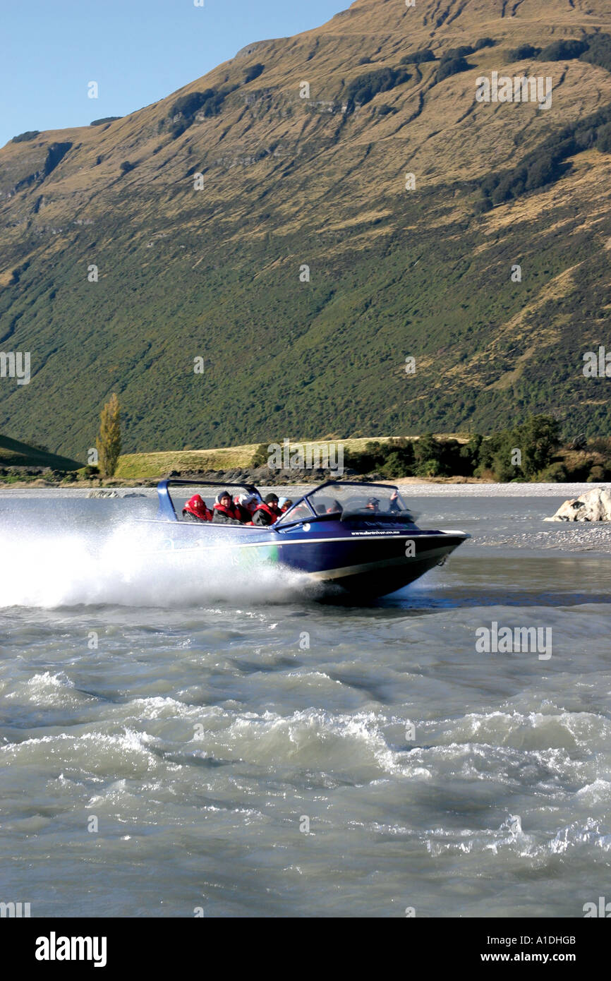 Jet-Boot extreme Erfahrung, geführt von Dart River Safari, NZ Stockfoto
