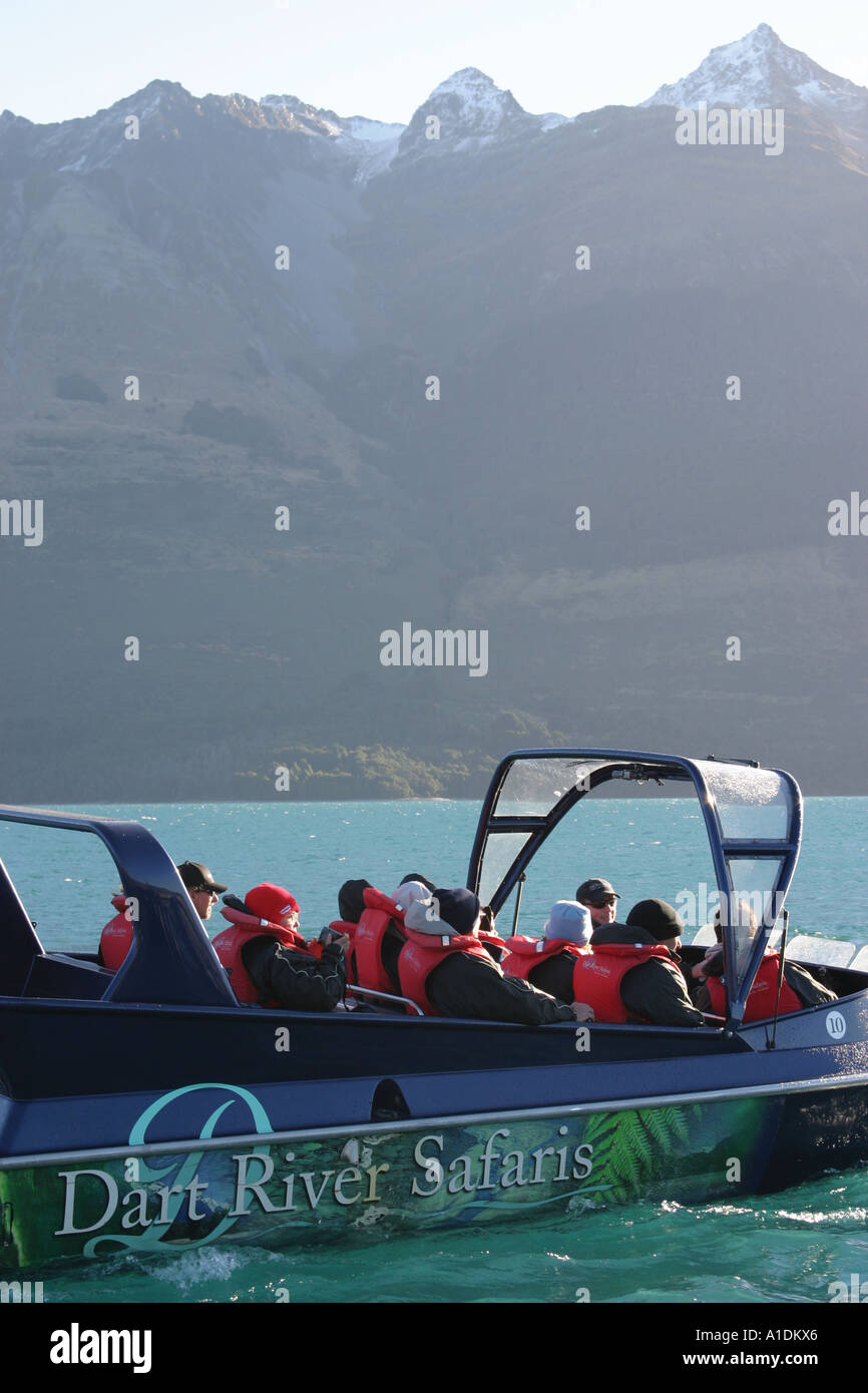 Jet-Boot extreme Erfahrung, geführt von Dart River Safari, NZ Stockfoto