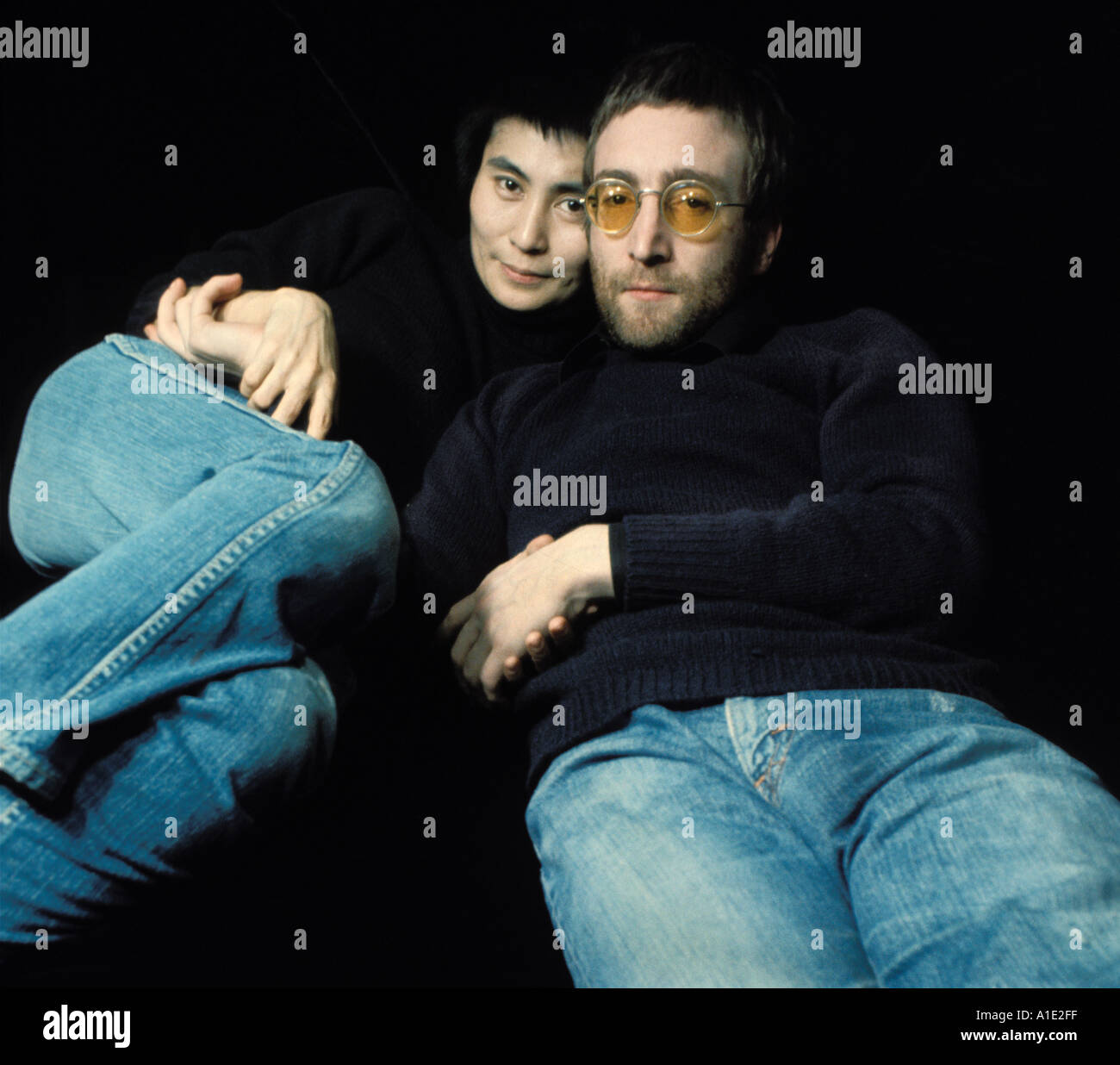 John Lennon und Yoko Ono London 1970 Stockfoto