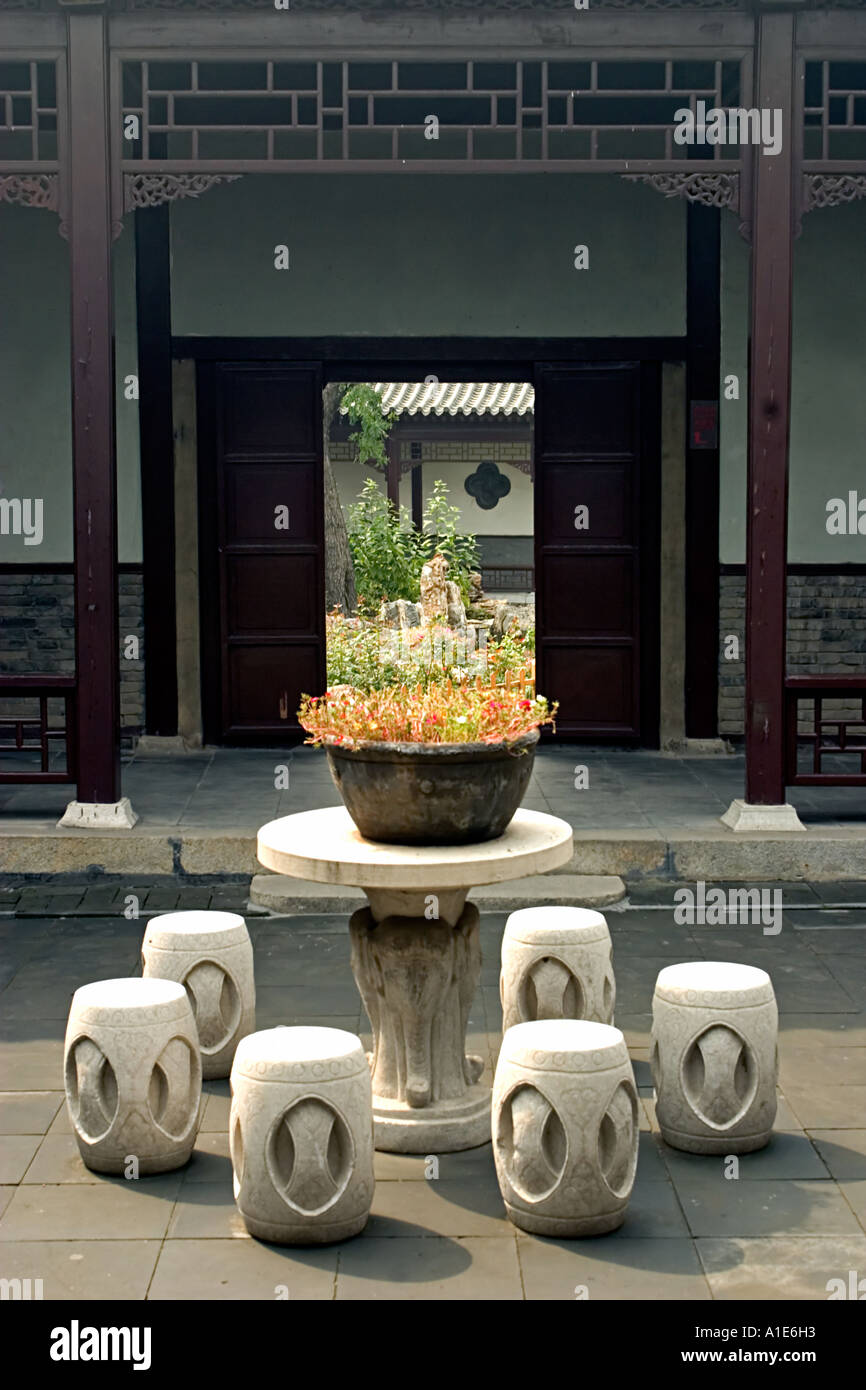Traditionellen Innenhof der alten Kultur Center Tianjin China Stockfoto