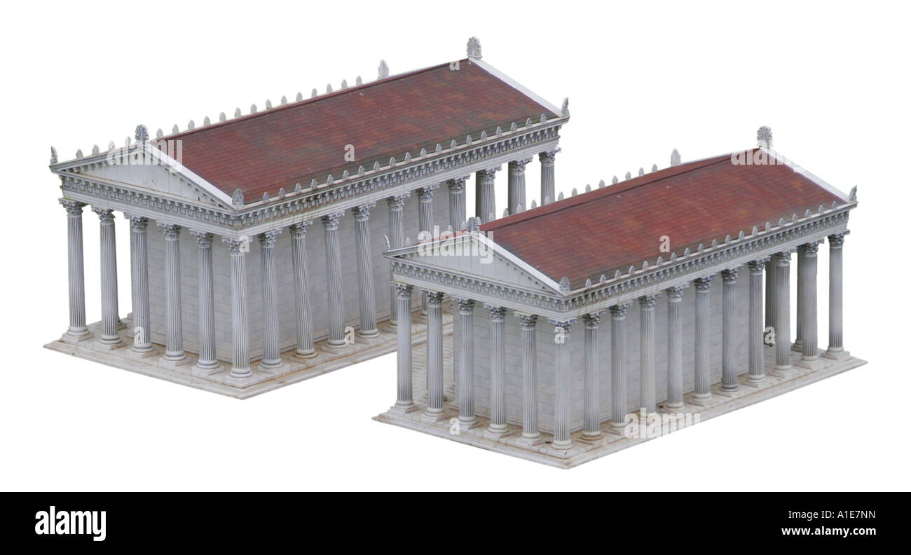 Apollon-Tempel und die Athena-Tempel als Miniaturmodelle, Türkei, türkische Riviera, Side Stockfoto