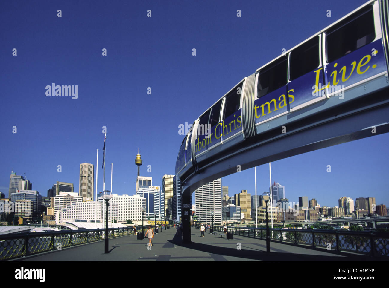 Austalia Sydney Darling Harbor Sky-train Stockfoto
