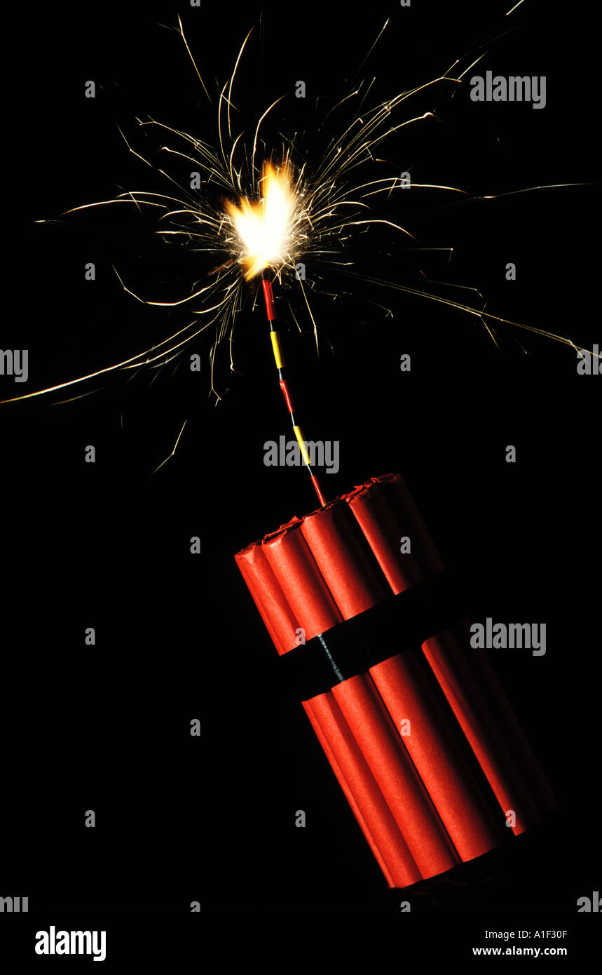 Simulierte Dynamit und brennen Sicherung Stockfoto