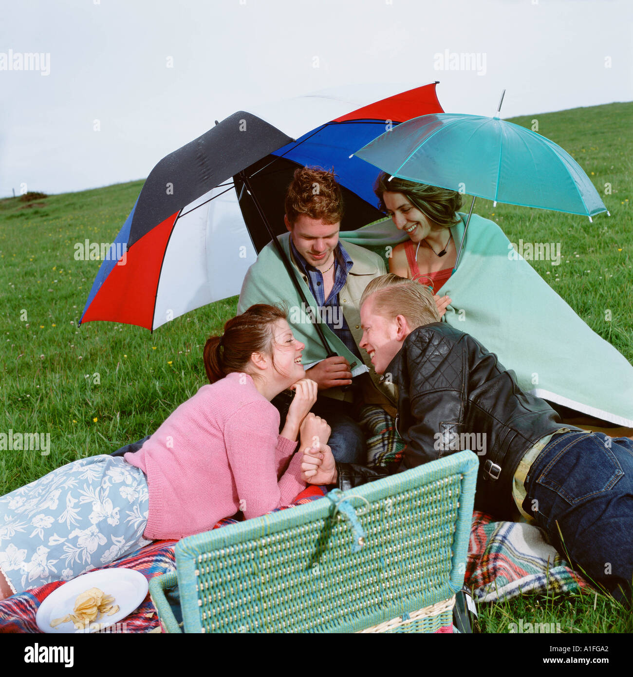 Picknick mit Freunden Stockfoto