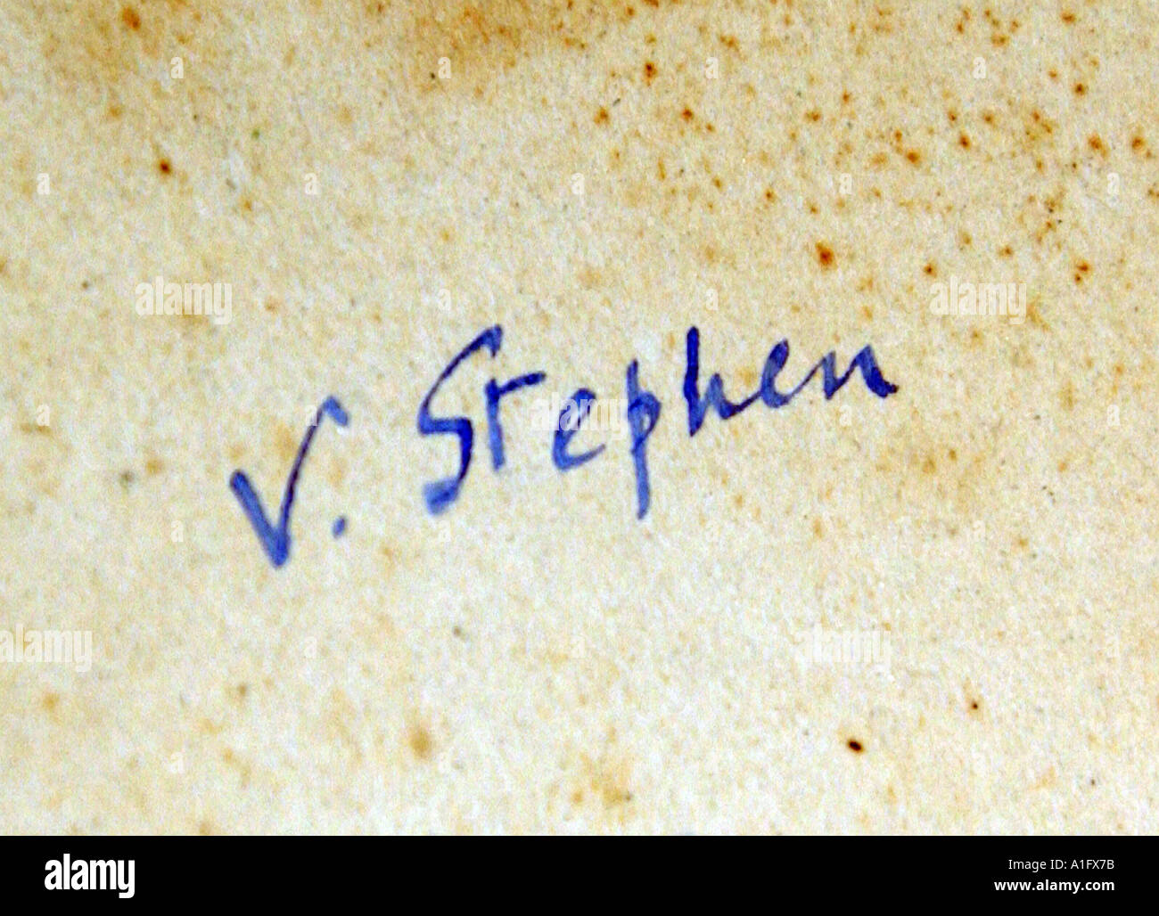 Signatur von Virginia Woolf in ihrem Geburtsnamen von Stephen Stockfoto