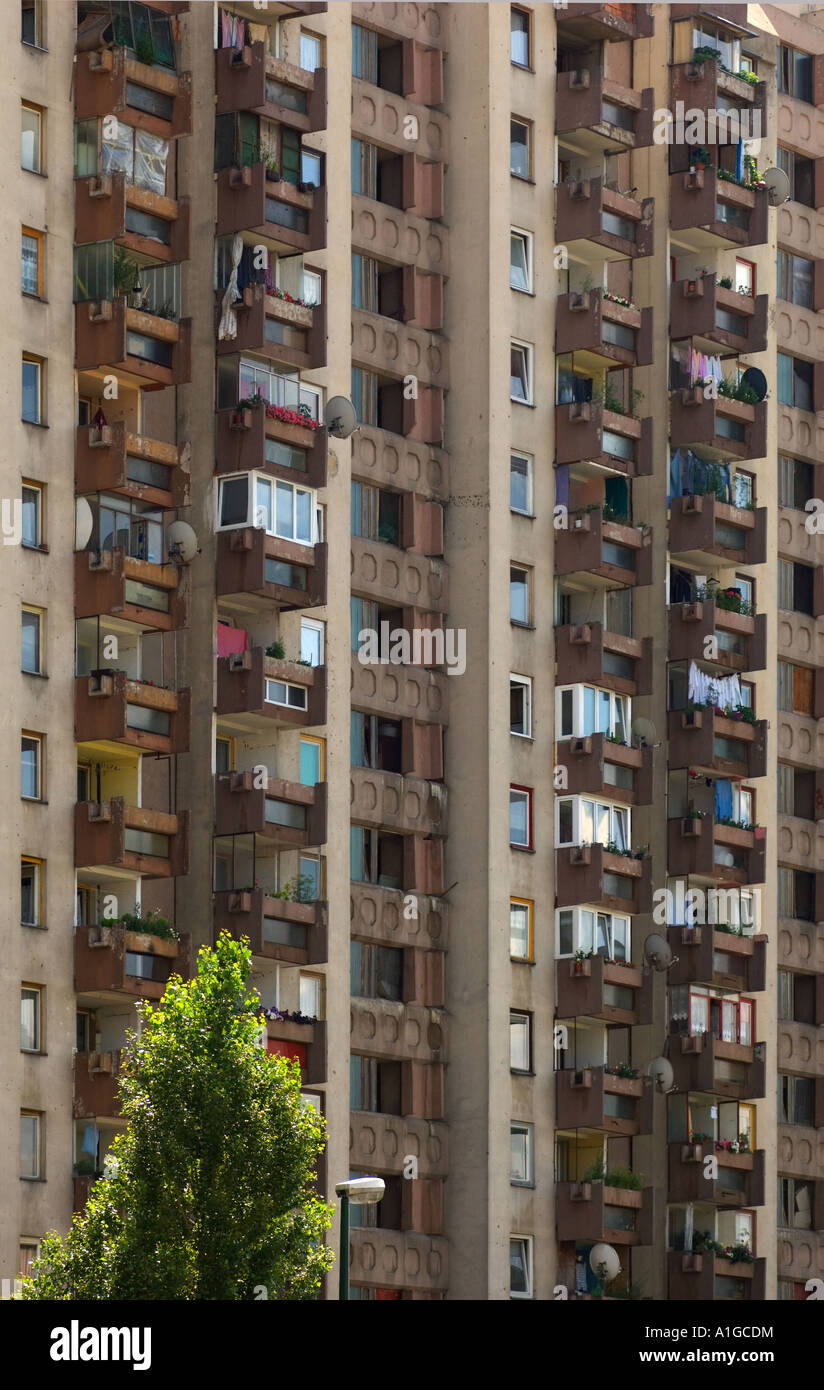 Krieg beschädigt Wohnung Blöcke in den Vororten von Sarajevo Bosnien und Herzegowina Stockfoto