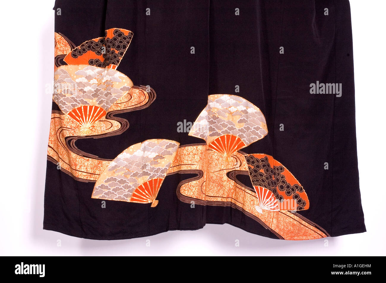 Stock Foto der Rückansicht eines antiken schwarzen japanischen kimono Stockfoto